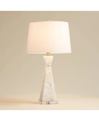 Possini Euro Design Marcy " Tall Modern Glam Table Lamp White Finish Alabaster Single Shade Living Room Bedroom Bedside