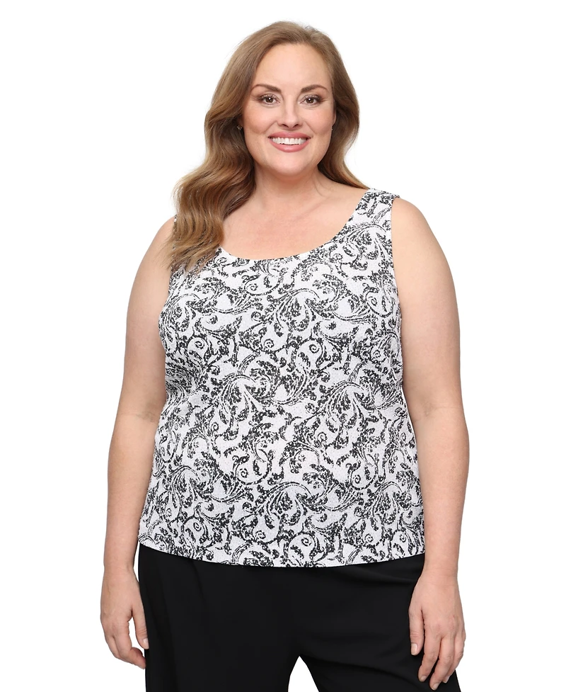 Alex Evenings Plus Scoop Neck Top & 3/4-Sleeve Jacket, 2-Piece Set