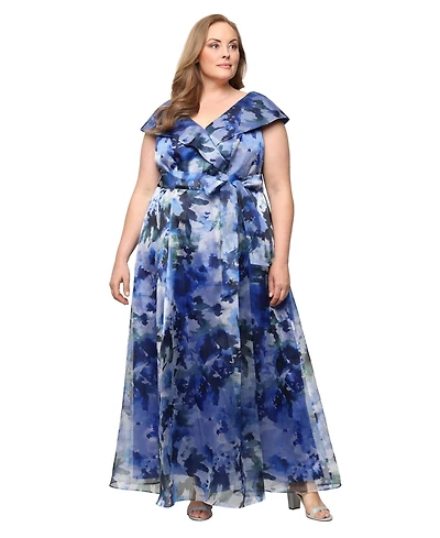 Alex Evenings Plus Short-Sleeve V-Neck Ball Gown