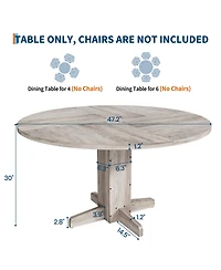homfan 47 Inch Round Dining Table for 4,Farmhouse Wood Kitchen Table, Circle Dinner Kitchen, Living Room, Room