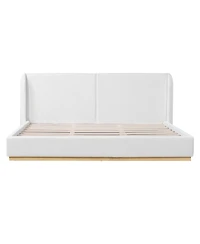 Streamdale Furniture Modern Boucle Winged Bed Frame with Enclosed Wood Base, King Size
