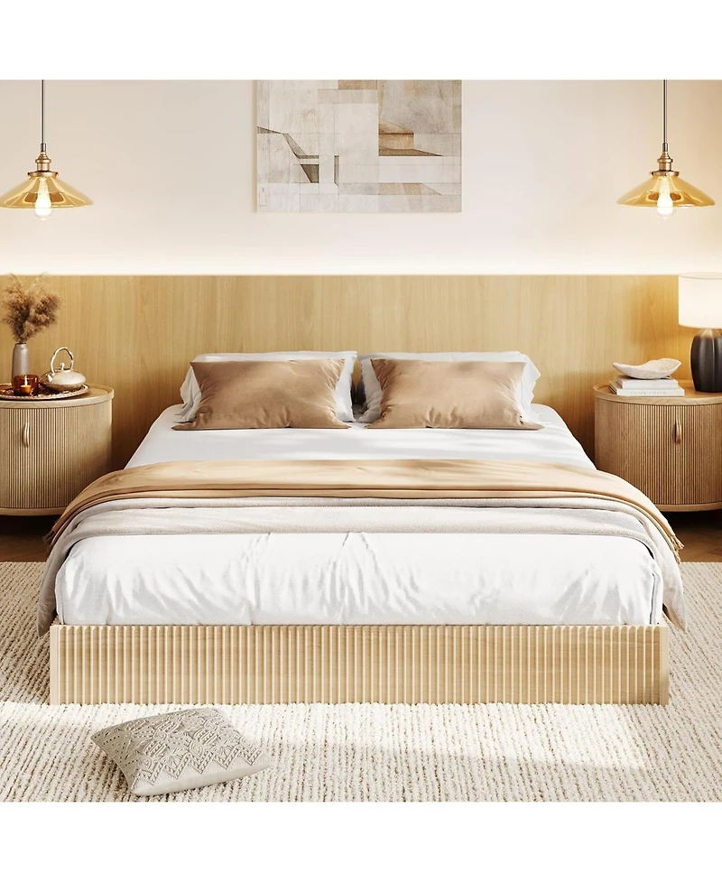 gaomon California King Wood Platform Bed Frame with Fluted Design, Solid Support, No Box Spring Needed