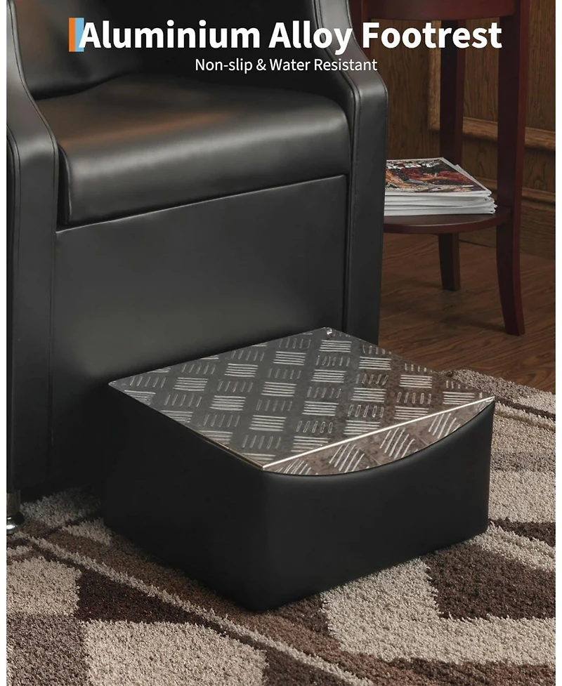 gaomon Shampoo Bowl and Chair Set,Backwash Hair Washing Station with Ceramic Shampoo Bowl Sink and Footrest,Load Weight 450 Lbs,for Barbershop.