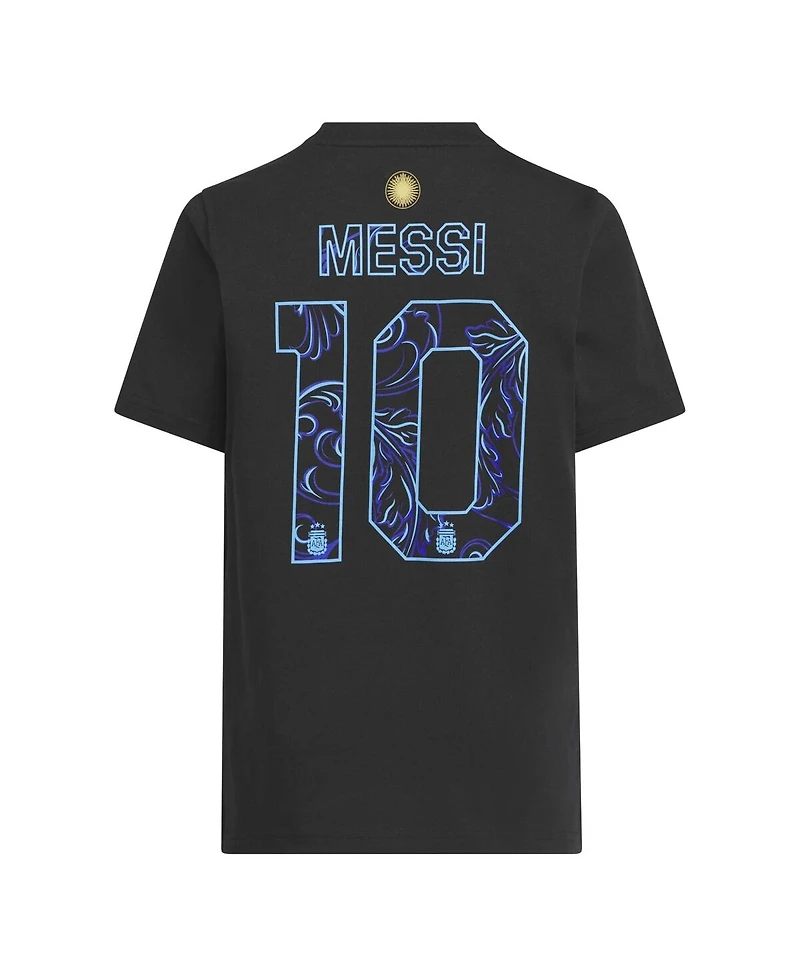 Adidas Big Boys and Girls Lionel Messi Black Argentina National Team 2026 Away Jersey Hook Name Number T-Shirt