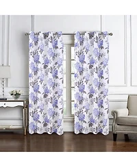 Olivia Gray 100% Polyester 200 Gsm Hydrangea Printed Blackout Grommet Curtain Panel