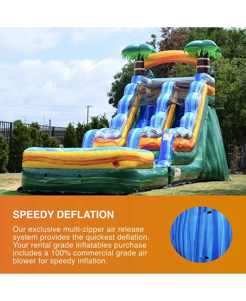 JumpOrange 15 Cali Palms Commercial Grade Water Slide with Detachable Deep Pool for Kids and Adults (with Blower), Outdoor Indoor, Wet Dry Use, Tall W