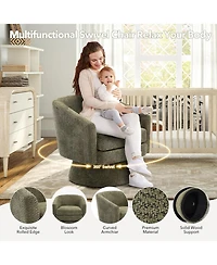 gaomon 360degree(s)Swivel Accent Chair with Arms,Round Chenille Fabric and Soft Cushion Chair for Living Room Bedroom Reading