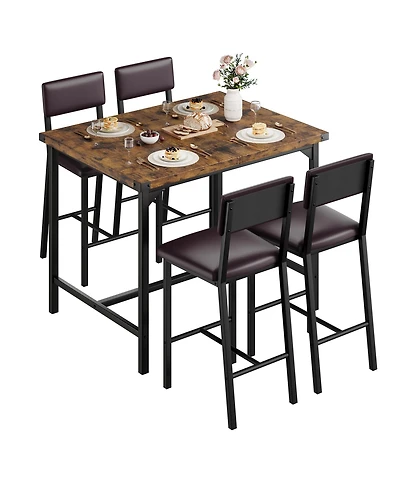 gaomon 2-Person Rustic Counter-Height Dining Table Set
