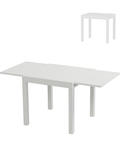 gaomon Expandable Patio Dining Table- 31-63in Aluminum Frame with Wood Pattern for 4-6 People
