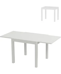 gaomon Expandable Patio Dining Table- 31-63in Aluminum Frame with Wood Pattern for 4-6 People