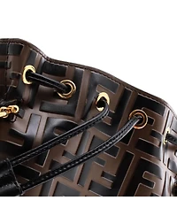 Pre-Owned Fendi Mini Mon Tresor Bucket Bag Zucca Embossed Leather