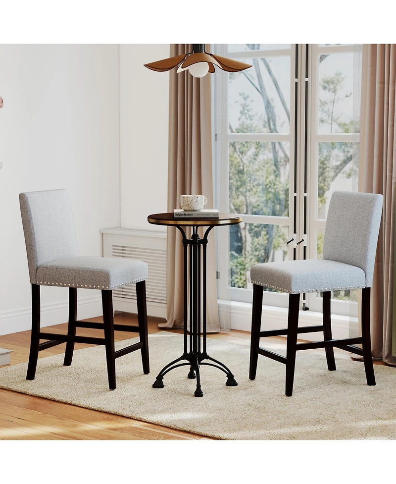Gymax 26'' Counter Height Chairs Set of Barstools w/ Padded Seat and Backrest Footrest