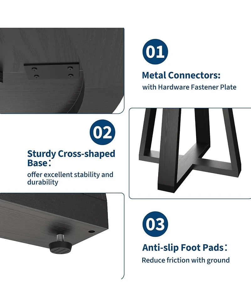 gaomon Round Dining Table for 4-6 People, Circle Kitchen Table with Cross Base, Farmhouse Wood Dinner Table for Apartment