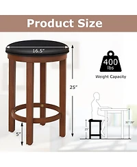 Gymax Upholstered Bar Stool Set of 4 25'' Counter Height Bar Chairs w/ Padded Cushion