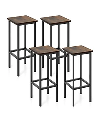 Gymax 4PCS 26'' Bar Stool Set w/Metal Frame Footrest Backless Counter Height Stool Brown