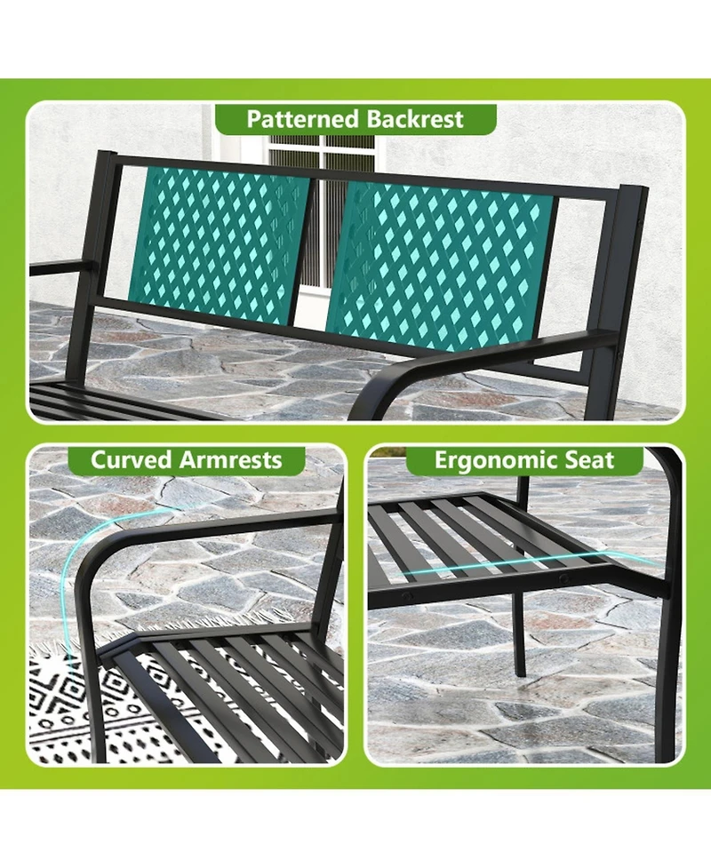 Gouun 50 in Metal Loveseat Bench for 2-3 People with Curved Backrest