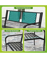 Gouun 50 in Metal Loveseat Bench for 2-3 People with Curved Backrest