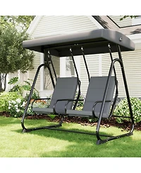 gaomon 2-Seat Patio Swing Chair- Adjustable Canopy 440lbs Alloy Steel Frame