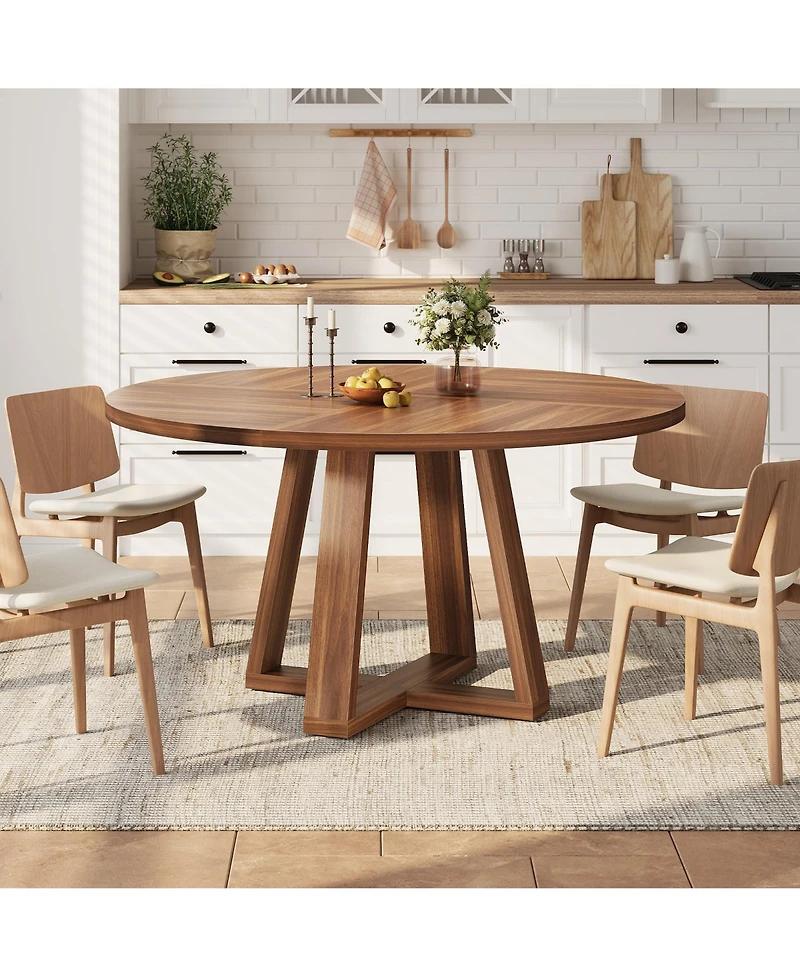 gaomon 4-6 Person Round Farmhouse Dining Table with Pedestal