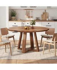 gaomon 4-6 Person Round Farmhouse Dining Table with Pedestal
