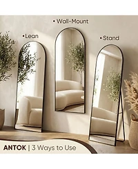 Antok Full Length Mirror, 78"x38" Floor Mirror, Arch Floor Standing Mirror Freestanding Arch Full Body with Stand for Bedroom, Hanging Mount
