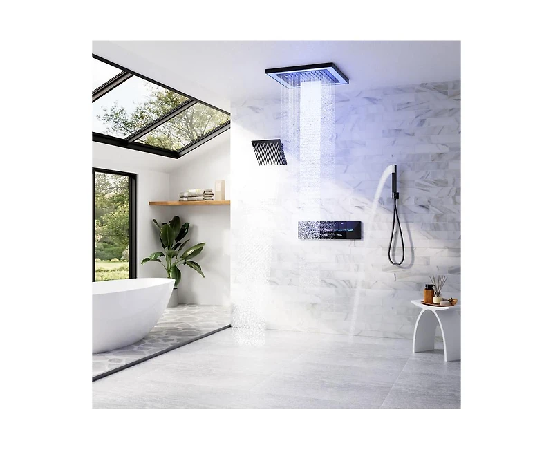 Casainc Rainfall Symphony 4-Function 12inch Dual Shower Head Pressure-Balanced Shower System with Bathtub Spout