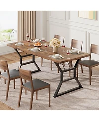 gaomon 6-8 Person Industrial Farmhouse Long Wooden Dining Table