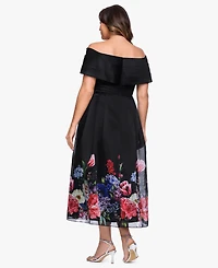 Betsy & Adam Plus Straight Neck Midi Dress