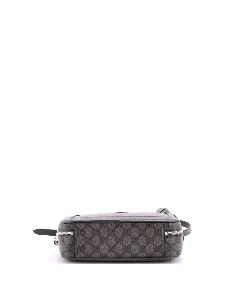Pre-Owned Gucci Small Ophidia Zip Around Camera Crossbody Bag Gg Coated Canvas