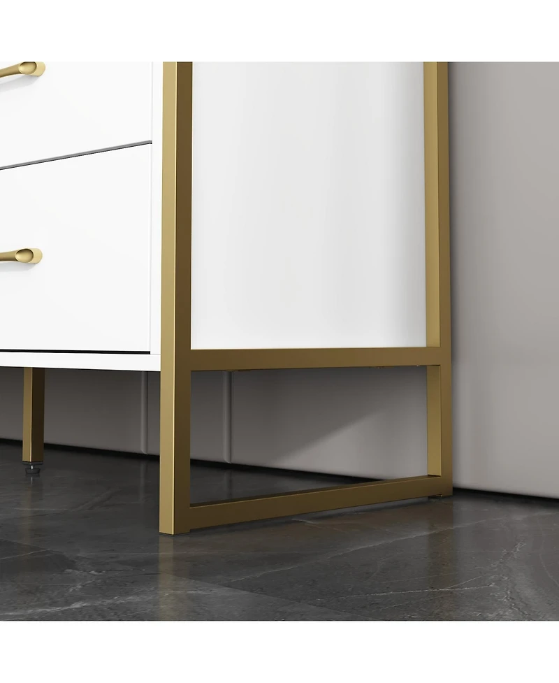 Famapy Wood 9 Big Drawers Dresser with Metal Frame Legs