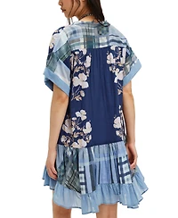 Free People Women's Agnes Printed V-Neck Cotton Oversized Dress