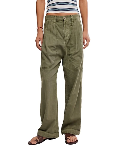 Free People Women's Clover Mid-Rise Dropped Trouser Pants