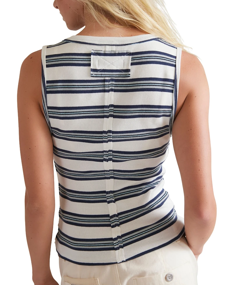 Free People Women's Jamie Crewneck Henley Striped Top
