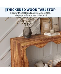 gaomon 63" Long Narrow Wooden Console Table with Scalloped Edge