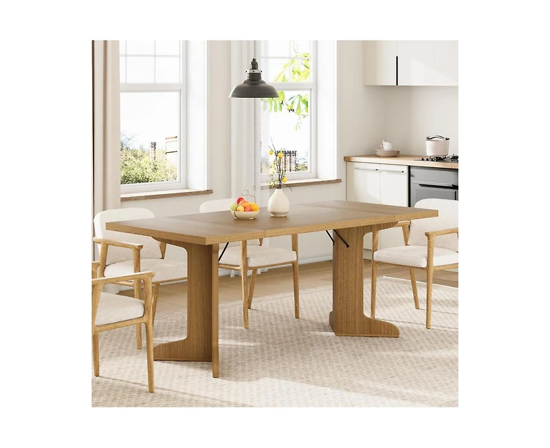 gaomon 6-8 Person Farmhouse Rectangular Dining Table with V-Legs