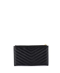 Pre-Owned Saint Laurent Medium Classic Monogram Zip Bill Pouch Matelasse Chevron Leather