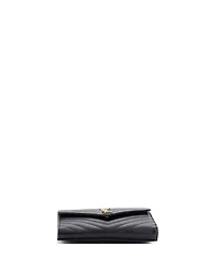 Pre-Owned Saint Laurent Classic Monogram Envelope Wristlet Clutch Matelasse Chevron Leather