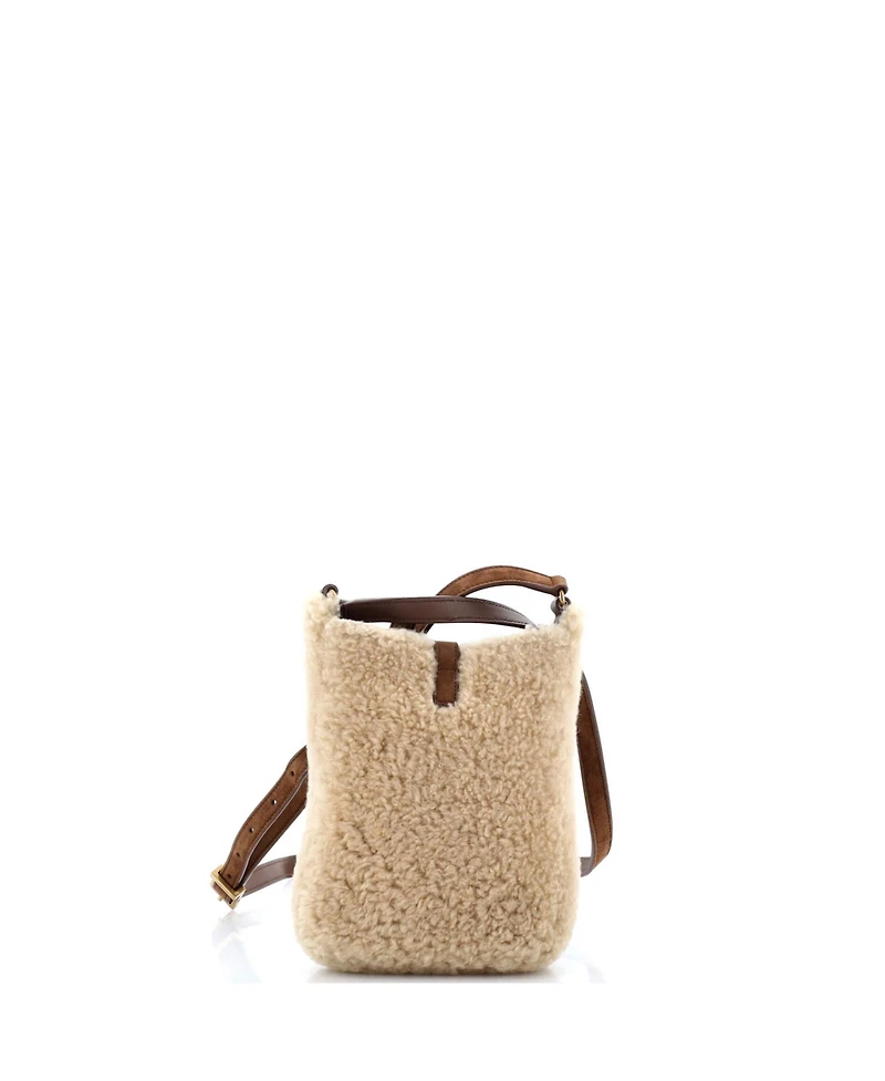 Pre-Owned Saint Laurent Le 5 a 7 Vertical Shoulder Bag Shearling with Suede