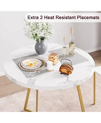 gaomon Dining Table Set for 2, Kitchen Table and Chairs for 2, Modern Round Kitchen Table Set, 3 Piece Dining Room Table Set
