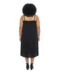 24seven Comfort Apparel Plus Essential Curvy Spaghetti Strap Maxi Dress