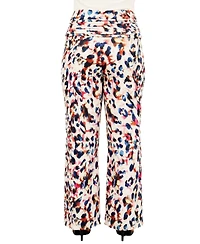 24seven Comfort Apparel Plus Essential Curvy Cheetah Print Wide Leg Pants