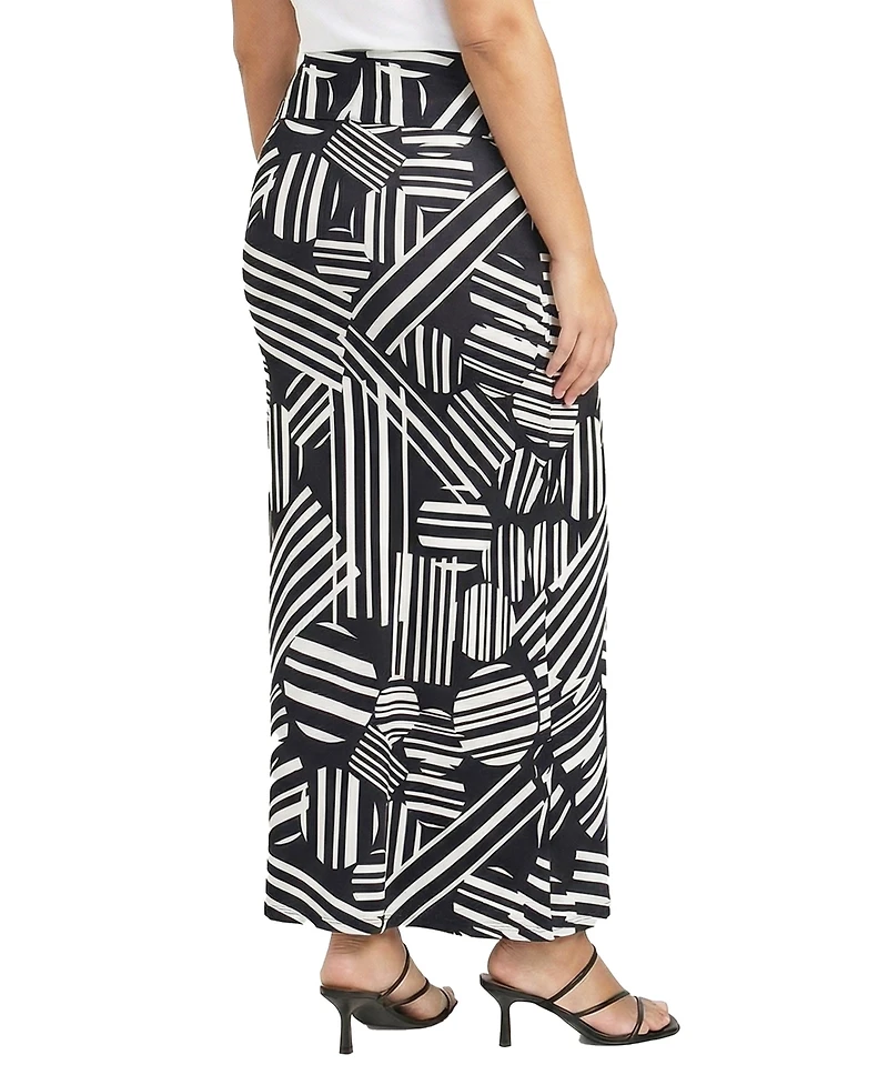 24seven Comfort Apparel Plus Foldover Waist Maxi Skirt