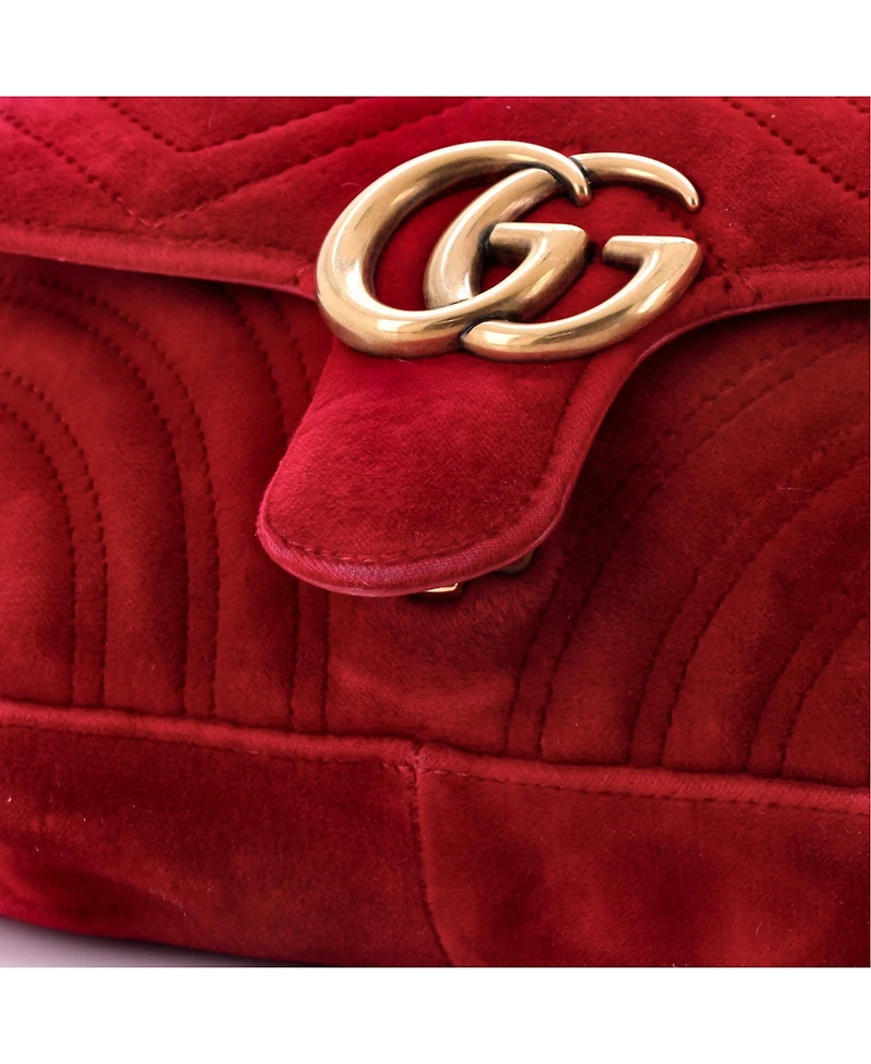 Pre-Owned Gucci Mini Gg Marmont Flap Bag Matelasse Velvet
