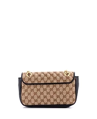 Pre-Owned Gucci Small Gg Marmont Flap Bag Diagonal Quilted Gg Canvas with Leather