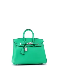 Pre-Owned HERMES Birkin 25 Handbag Green Swift with Palladium Hardware