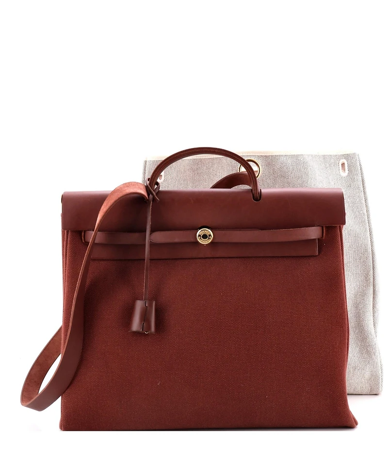 Pre-Owned HERMES Mm Herbag Toile and Leather
