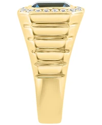 Effy Collection London Blue Topaz (3-1/2 ct. t.w.) and White Zircon (1-5/8 ct. t.w.) Ring in Gold Over Silver