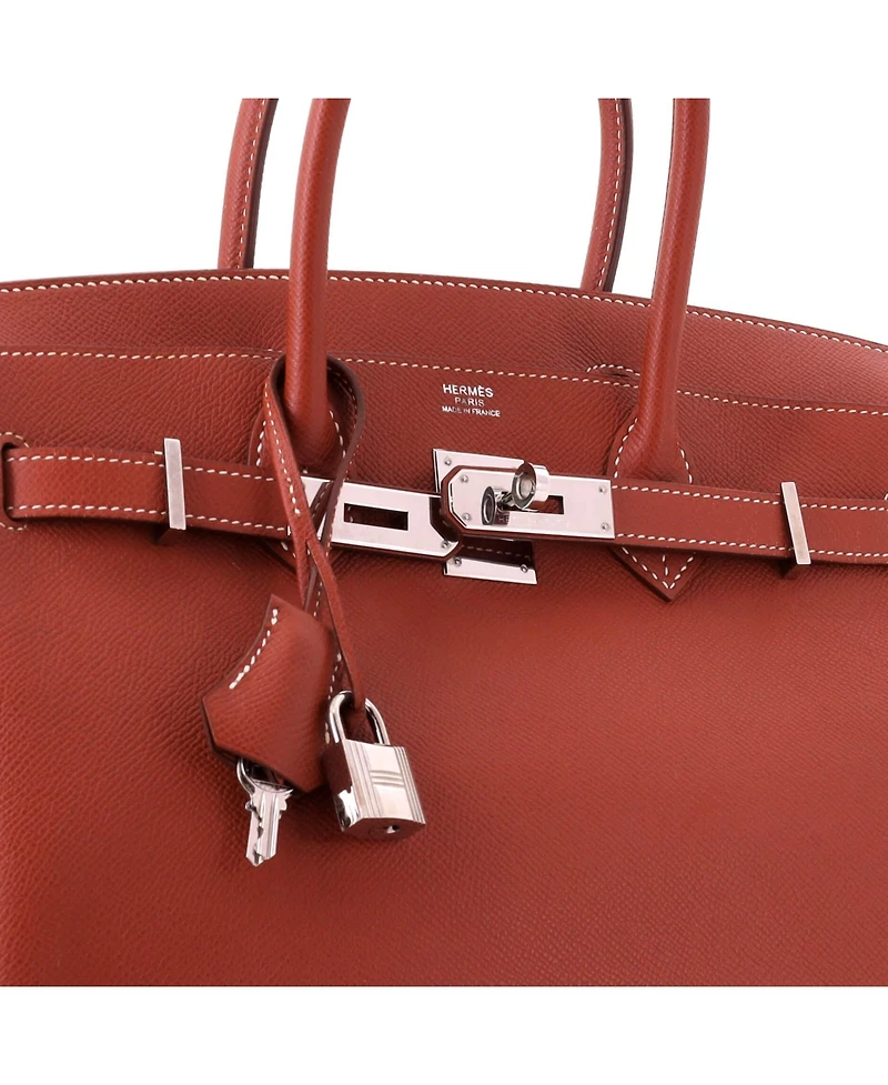 Pre-Owned HERMES Birkin 30 Handbag Orange Epsom with Palladium Hardware