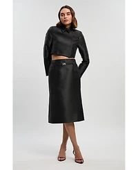 Karen Millen Women's Satin Twill Cropped Wrap Tailored Jacket