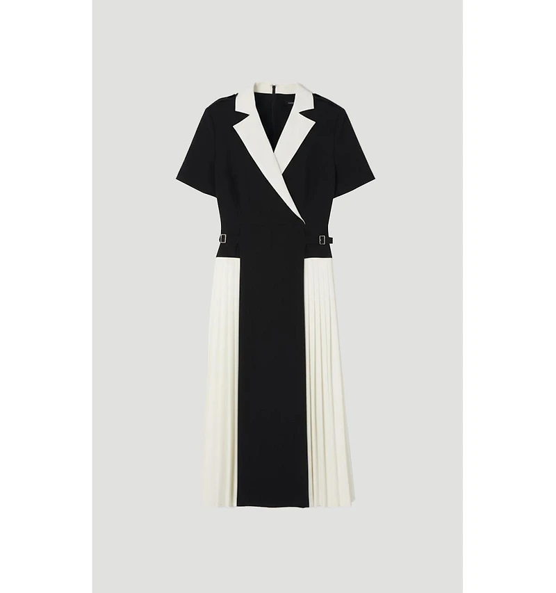 Karen Millen Women's Tailored Crepe Pleated Midi Shirt Dress